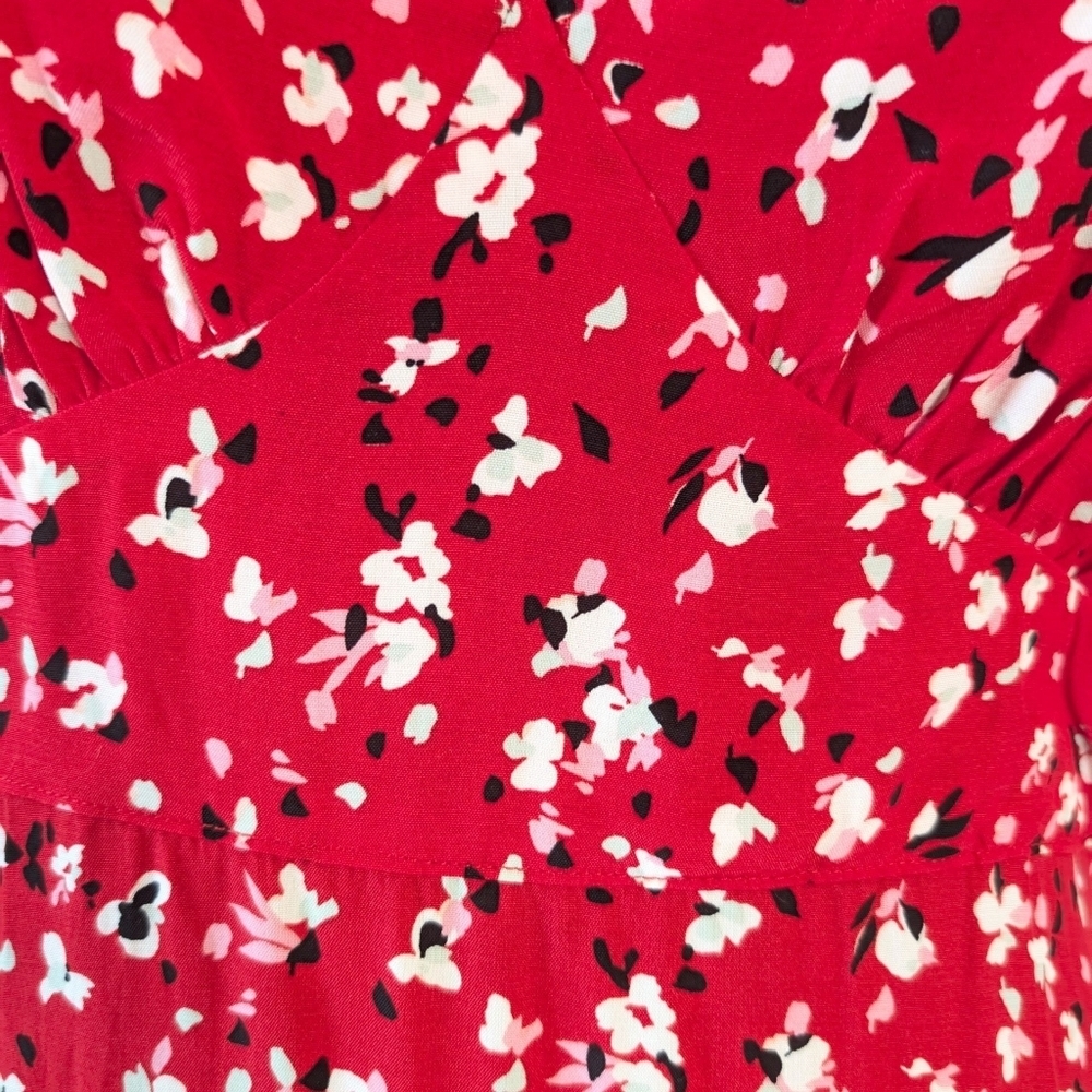 ​A New Day Red Floral V-Neck Flutter Sleeve Midi Dress Size 4 NWOT - Picture 7 of 9